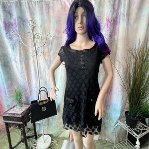 πEnfocus Cute Dots Petite Lace Mini Dress with Pockets and Short Sleeves